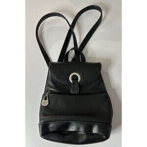 'CARRIAGE HOUSE' Black Pebbled leather back pack Silver Hardware Adj Strap Purse